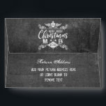 Grunge Chalkboard Merry Christmas Retro Typography Envelope<br><div class="desc">Create your very own grungy Christmas design with this retro design featuring distressed, chalk-like fonts over a blackboard-like texture. Angel wings, shield, crown, stars, diamond and fern leaves complete the grunge look. It’s a unique, monochromatic yet fun alternative to the sometimes garish colours the holiday season brings. Replace the sample...</div>