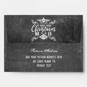 Grunge Chalkboard Merry Christmas Retro Typography Envelope