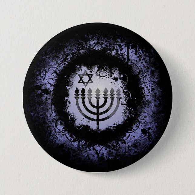 Grunge Chanukah Menorah 7.5 Cm Round Badge (Front)
