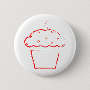 grunge cherry cupcake 6 cm round badge