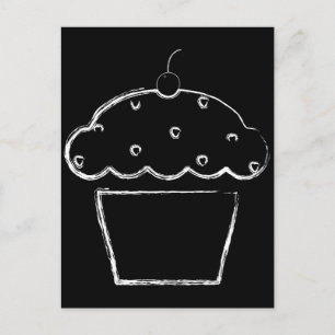 grunge cherry cupcake postcard