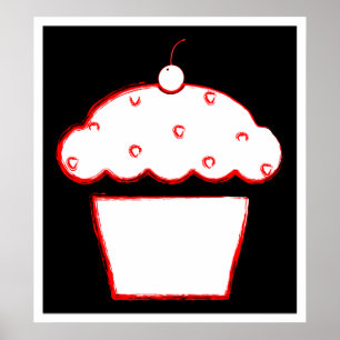 grunge cherry cupcake poster