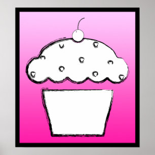 grunge cherry cupcake poster