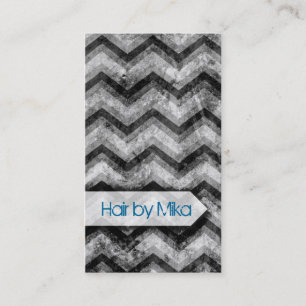 Grunge Chevron black grey Salon stylist Business Card