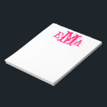 Grunge Chic Personalised Monogram Notepad<br><div class="desc">Grunge Chic Personalised Monogram Design in Pink and White</div>