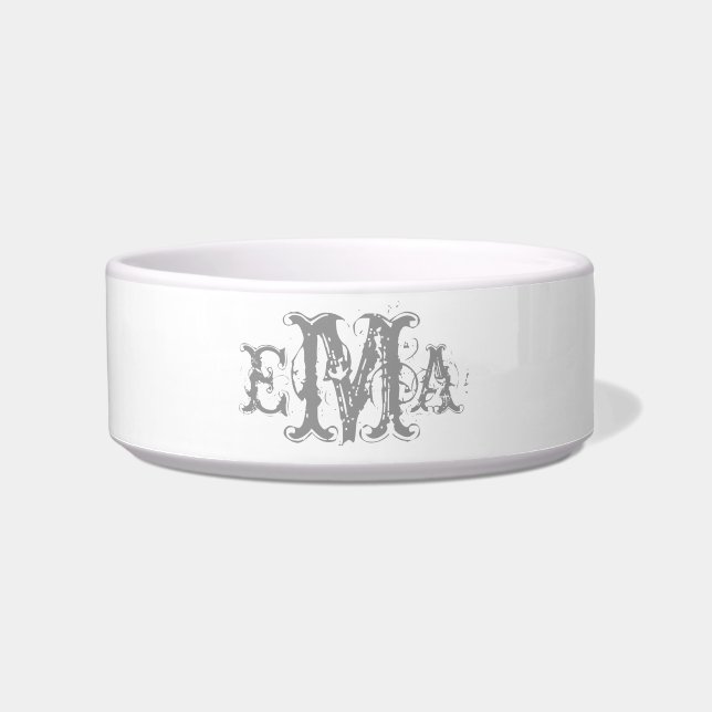 Grunge Chic Personalised Monogram Pet Bowl (Front)