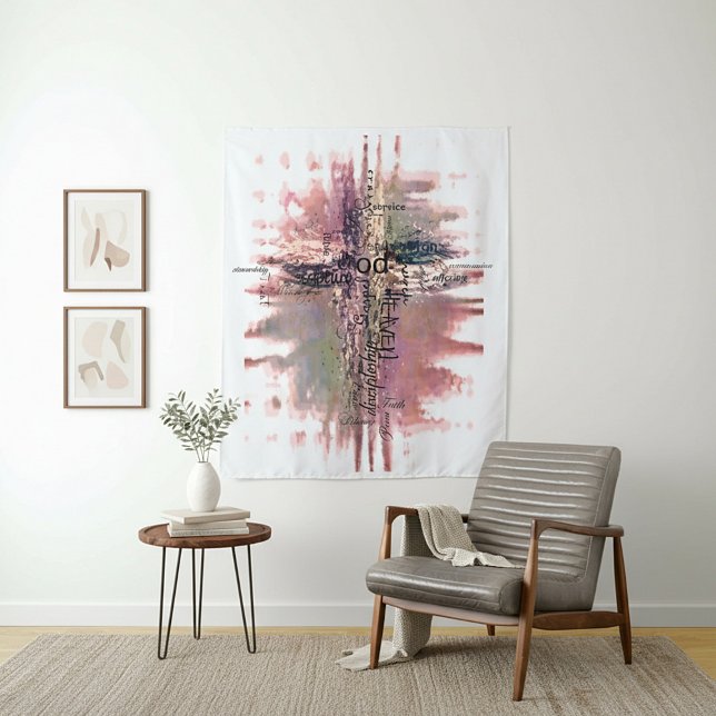 Grunge Christian words cross Tapestry (Creator Uploaded)