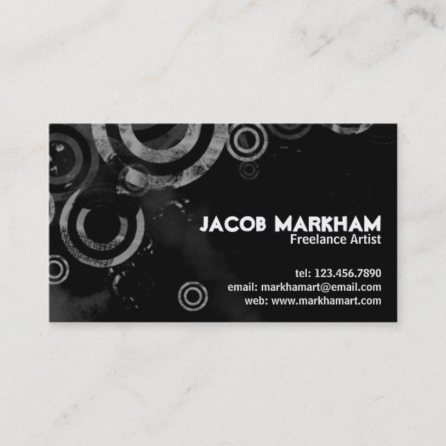 Grunge Circles - White Business Card (Front)