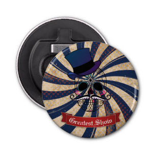 Grunge Circus Sugar Skull Ringmaster Custom Text Bottle Opener