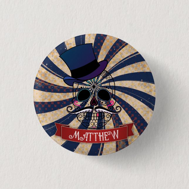 Grunge Circus Sugar Skull Ringmaster Personalised 3 Cm Round Badge (Front)