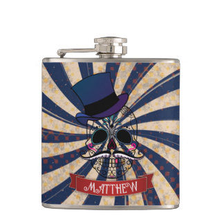 Grunge Circus Sugar Skull Ringmaster Personalised Hip Flask