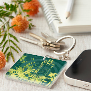 Grunge City Graphic Key Ring