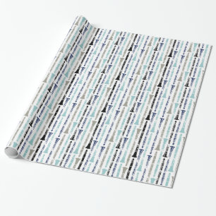 Grunge Clarinets - Blue and Gray Wrapping Paper