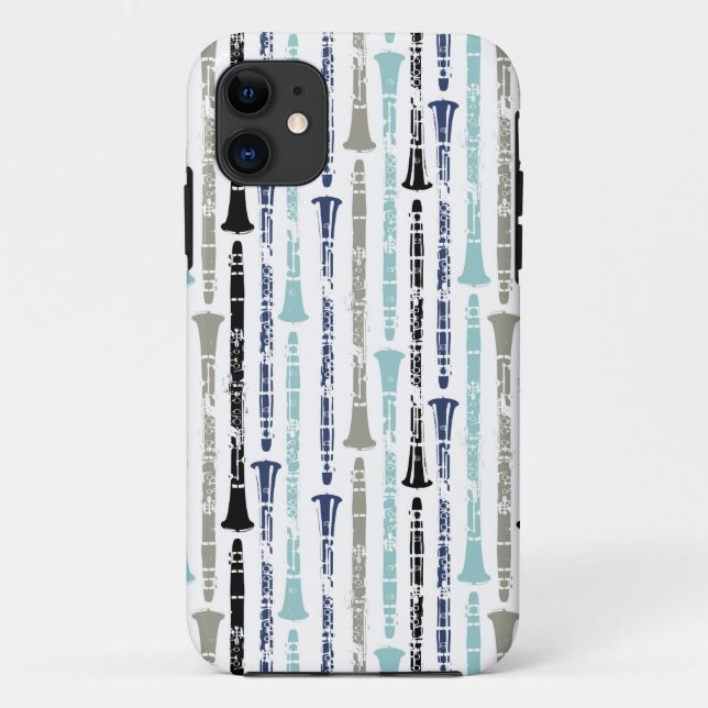 Grunge Clarinets - Blue and Grey Case-Mate iPhone Case (Back)