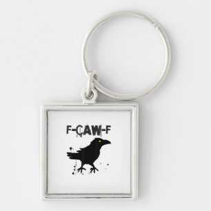 Grunge Coffee F-Caw-F Crow Adult Humor Graphic Tee Key Ring