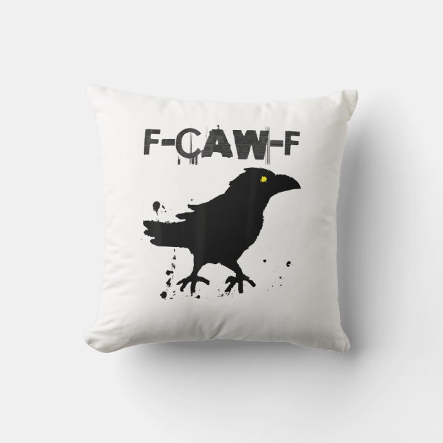 Grunge Coffee F-Caw-F Crow Adult Humour Graphic Te Cushion (Front)