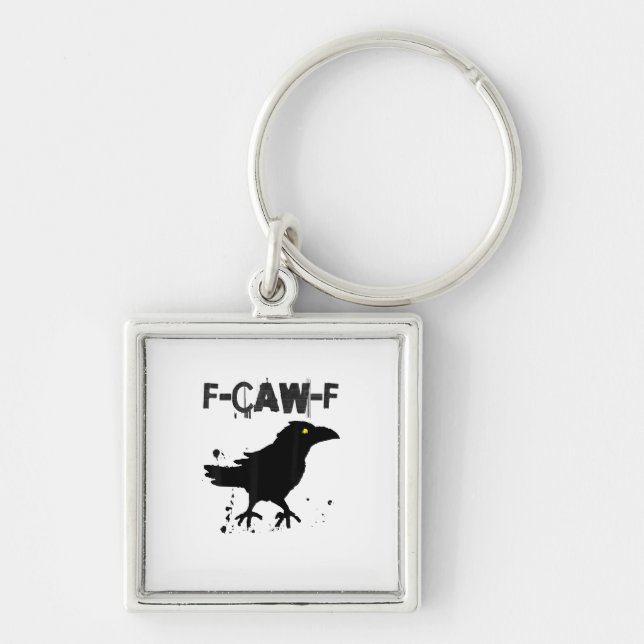Grunge Coffee F-Caw-F Crow Adult Humour Graphic Te Key Ring (Front)