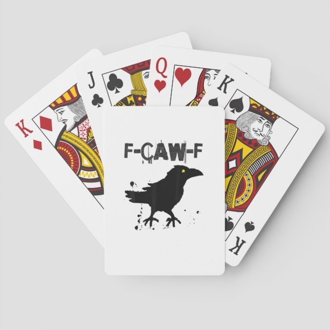 Grunge Coffee F-Caw-F Crow Adult Humour Graphic Te Playing Cards (Back)