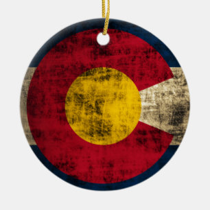 Grunge Colorado Flag Ceramic Tree Decoration