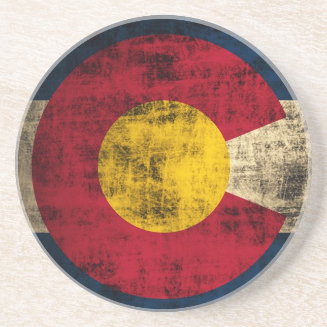 Grunge Colorado Flag Coaster (Front)