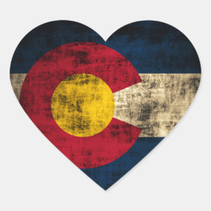 Grunge Colorado Flag Heart Sticker