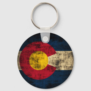 Grunge Colorado Flag Key Ring