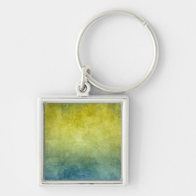 Grunge Colors - Yellow & Blue Key Ring (Front)