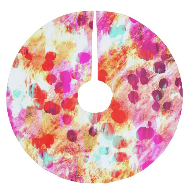 Grunge colour dot texture background brushed polyester tree skirt (Front)