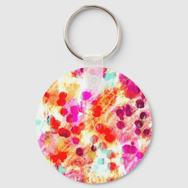 Grunge colour dot texture background key ring (Front)