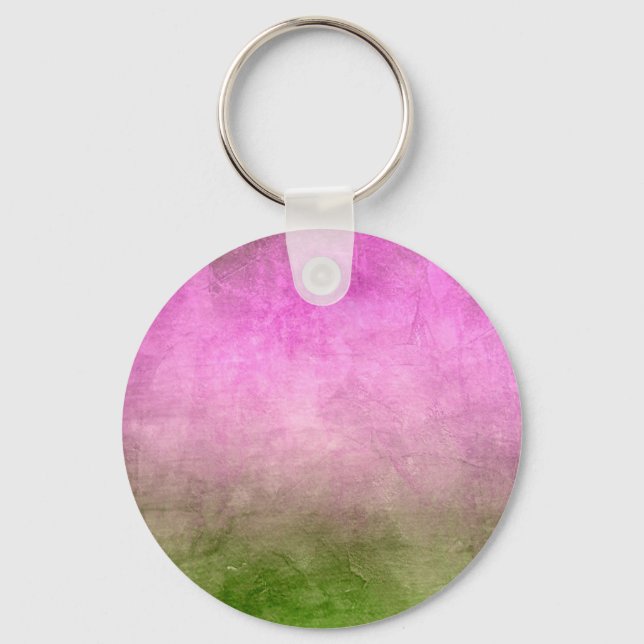 Grunge Colours - Pink & Green Key Ring (Front)