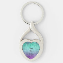Grunge Colours - Teal & Purple Keychain