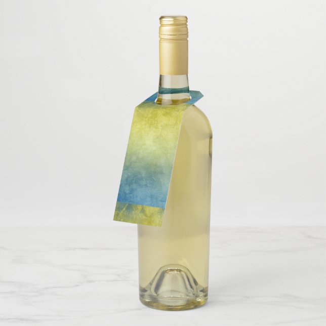 Grunge Colours - Yellow & Blue Bottle Tag (Angled)