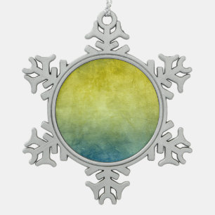 Grunge Colours - Yellow & Blue Snowflake Pewter Christmas Ornament