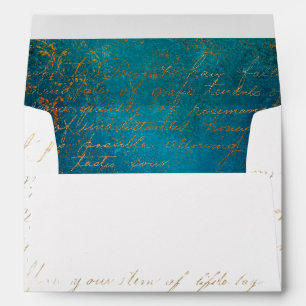 Grunge Copper Patina and Turquoise Calligraphy Envelope