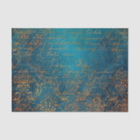 Grunge Copper Patina and Turquoise Calligraphy