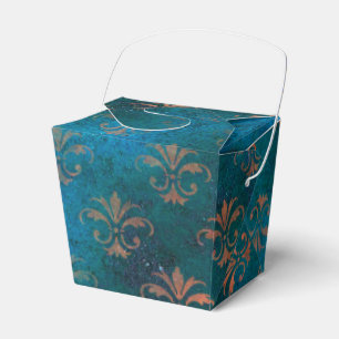 Grunge Copper Patina and Turquoise Fleur de Lis Favour Box