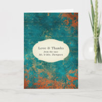 Grunge Copper Patina and Turquoise Thank You Card