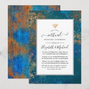 Grunge Copper Patina & Turquoise Virtual Wedding Invitation