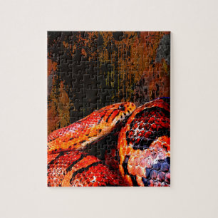 Grunge Corn Snake Coiled Jigsaw Puzzle