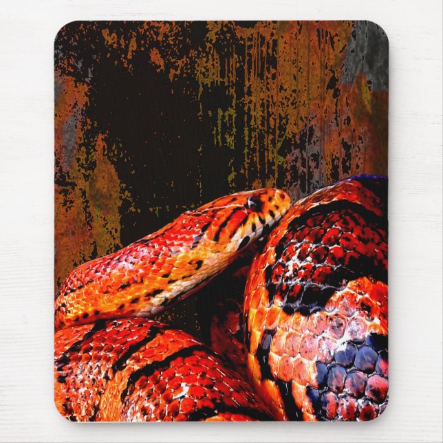 Grunge Corn Snake Coiled Mouse Mat (Front)
