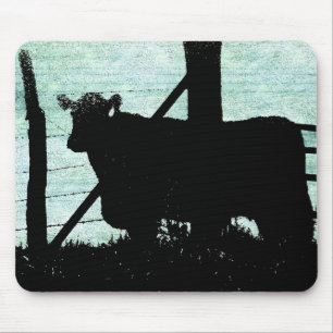 Grunge Cow Silhouette Mouse Mat