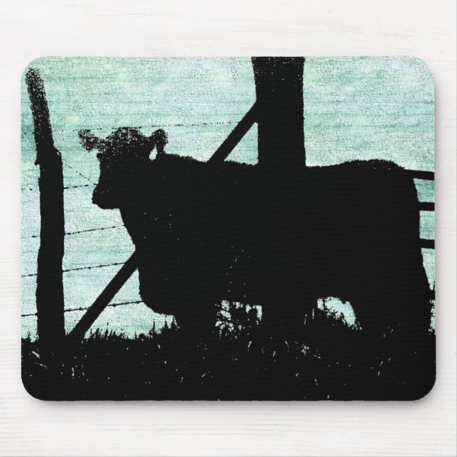 Grunge Cow Silhouette Mouse Mat (Front)