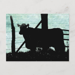 Grunge Cow Silhouette Postcard