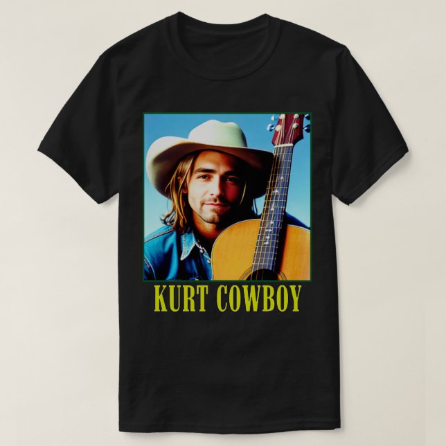 Grunge Cowboy Musician With Acoustic Guitar T-Shirt (Design Front)