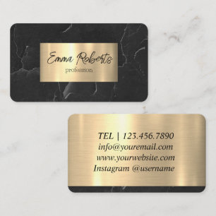 Grunge Cracked Wall Texture Black Gold Business Card