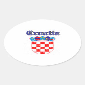 Grunge Croatia coat of arms designs Oval Sticker
