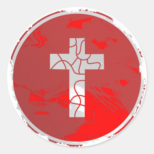 Grunge Cross Sign Classic Round Sticker (Front)