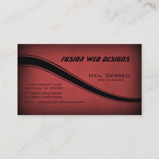Grunge Curves Business Card, Crimson Business Card (Front)