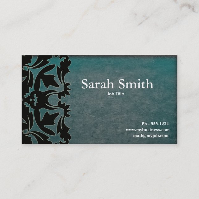 Grunge damask business card (Front)