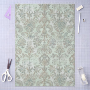 Grunge Damask Duck Egg Blue Sage Green Tissue Paper